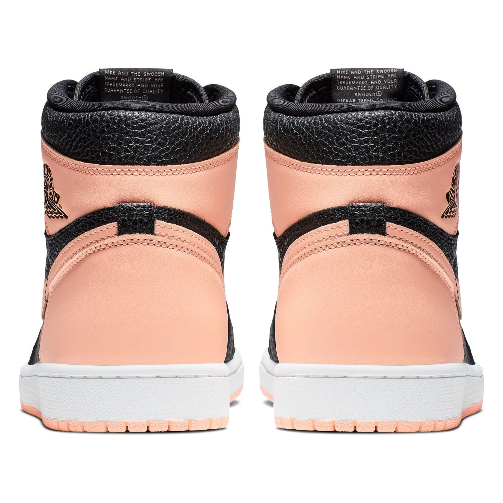 Nike Air Jordan 1 Retro, белый, черный, розовый, кожа, женские