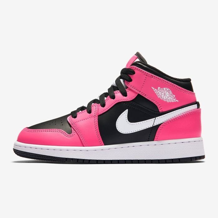 Nike Air Jordan 1 Retro, черный с розовым, кожа, женские
