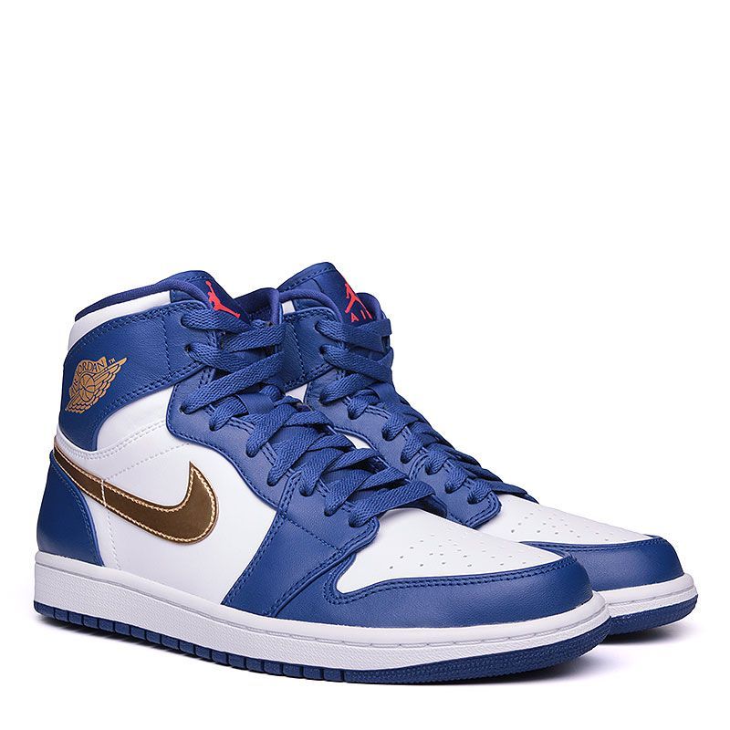 Nike Air Jordan 1 Retro,синий с белым, кожа, мужские