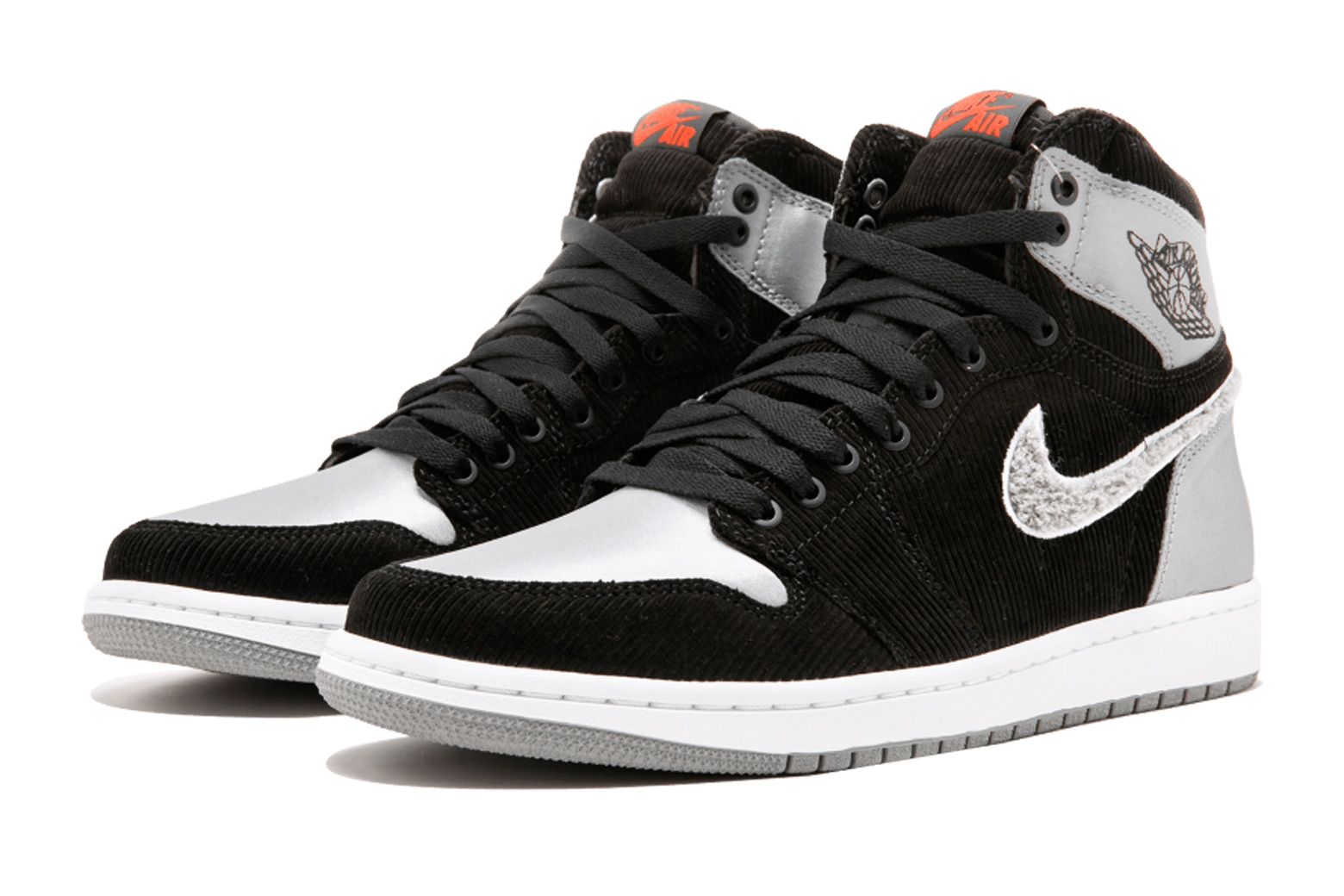 Nike Air Jordan 1 Retro, черный с серым, кожа, мужские