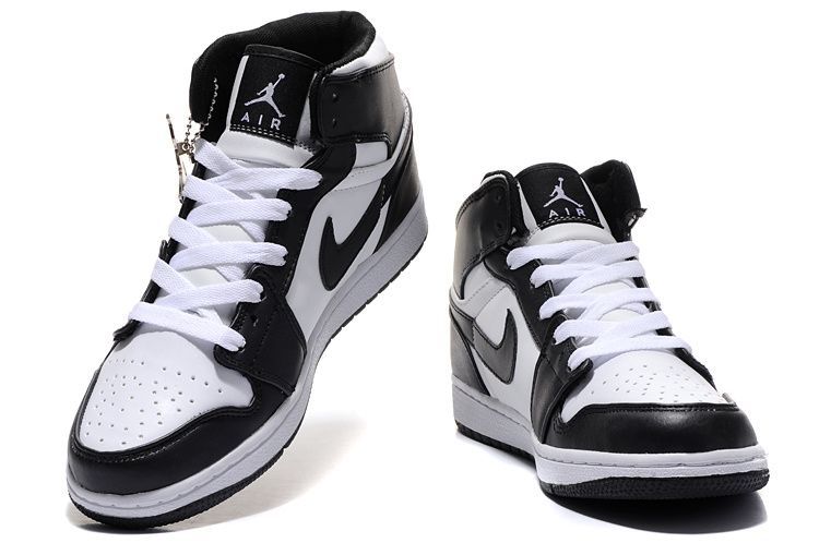 Nike Air Jordan 1 Retro, белый с черным, кожа, мужские, женские, зимние