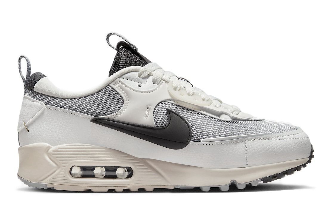 Nike Air Max 90 Medium Ash, белые с серым, кожа, текстиль, мужские
