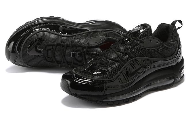 Nike Air Max 98 Supreme x Black, черные, кожа, текстиль, мужские, женские