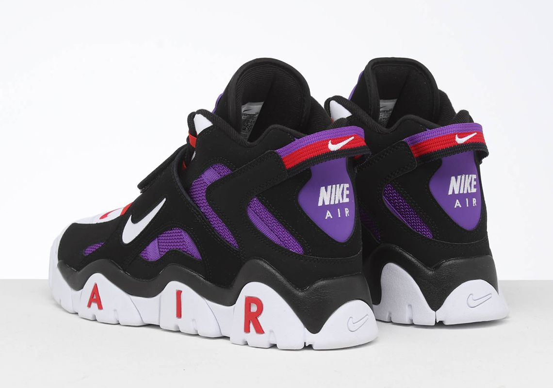 Nike Air Barrage Mid QS, черный, белый, фиолетовый, нубук, кожа, мужские