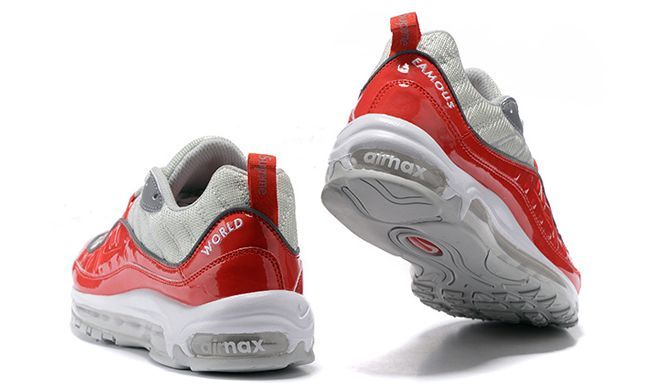 Nike Air Max 98 Supreme x Red/White, белый, красный, кожа, текстиль, мужские, женские
