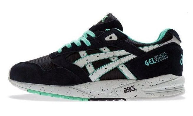 Asics Gel Saga (Black/Green) черные с зеленым