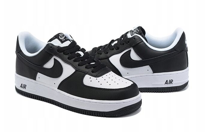 Nike Air Force 1 Low, черный, белый, кожа, мужские
