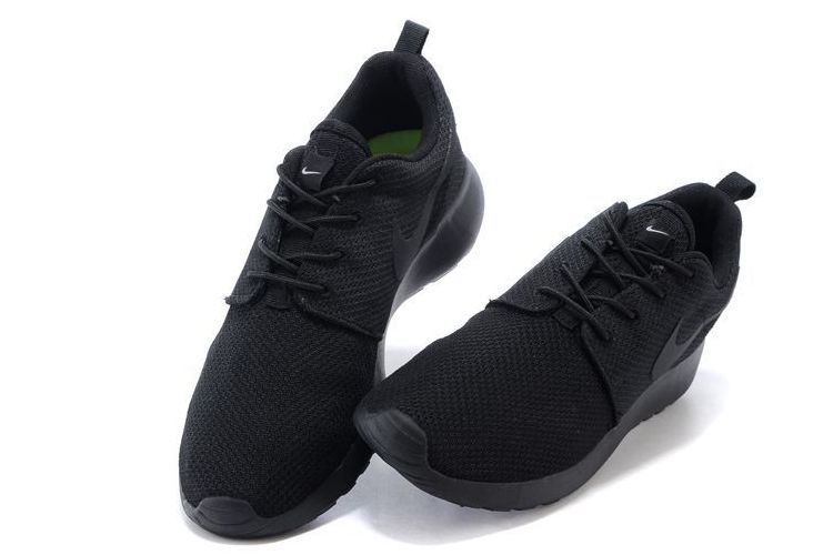 Nike Roshe Run All Black (35-40), черные, нейлон, женские