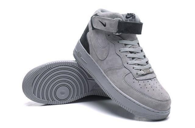 Nike Air Force 1 Mid, серый, замша, мужские
