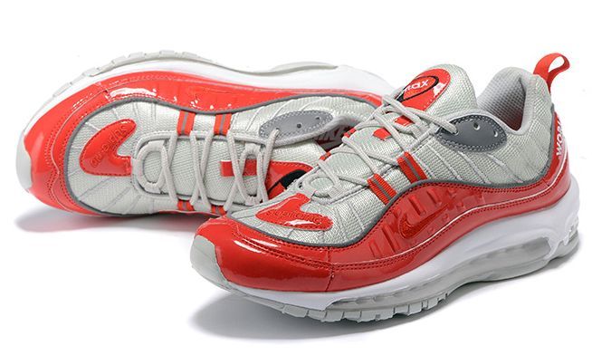 Nike Air Max 98 Supreme x Red/White, белый, красный, кожа, текстиль, мужские, женские