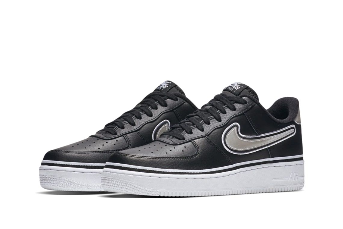 Nike Air Force 1 '07 LV8 Sport NBA Black/White, черный, белый, кожа, мужские