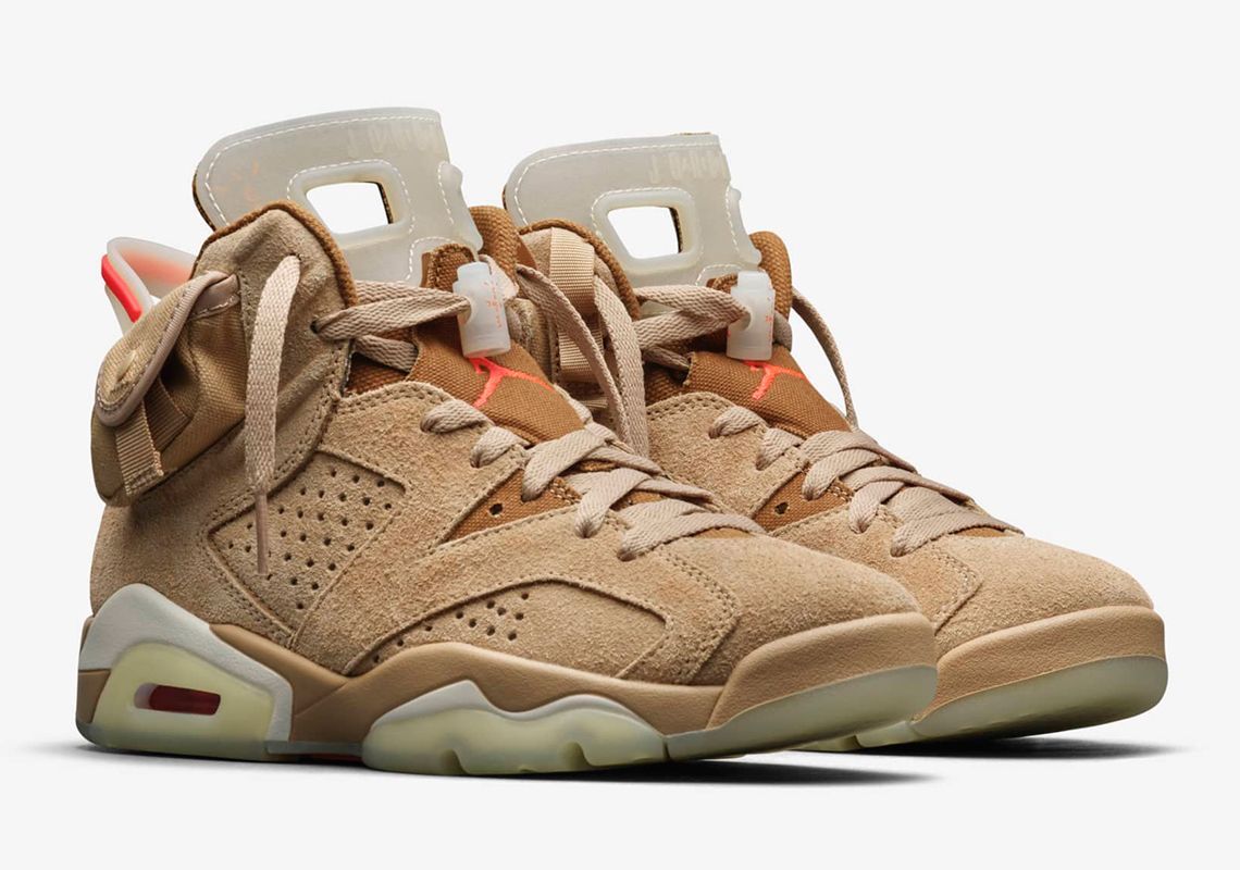 Nike Air Jordan 6 Travis Scott 'Cactus Jack', хаки, нубук, мужские