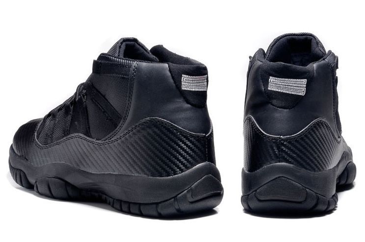 Nike Air Jordan 11 Retro "Carbon Fiber" (All Black), черные, кожа, мужские