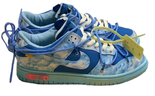 Off-White x Nike Dunk Low Dear Summer, синий с голубым, кожа, мужские