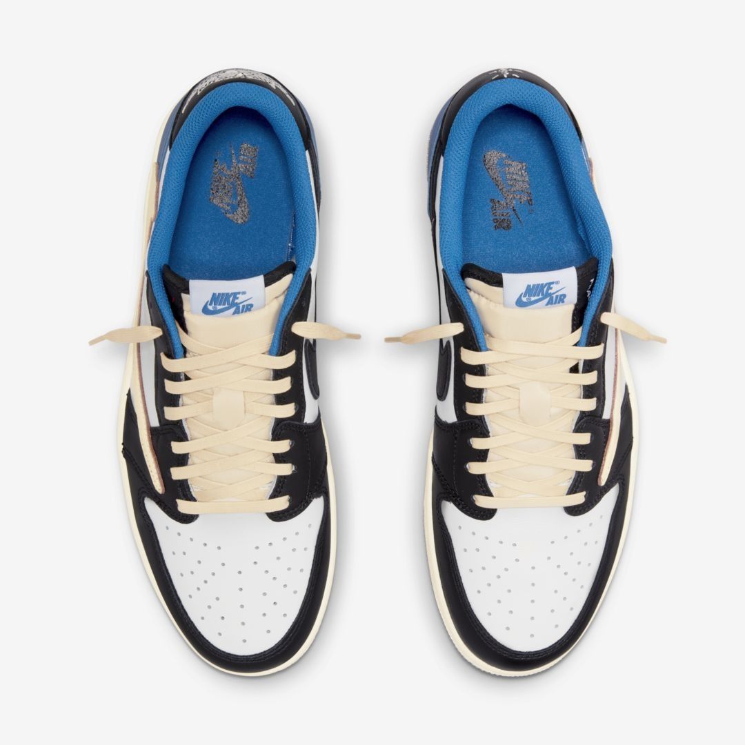 Nike Air Jordan 1 Low Travis Scott x Fragment, синий с белым и черным, кожа, мужские
