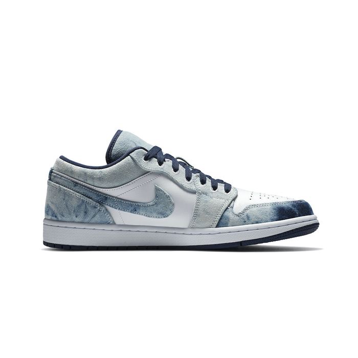 Nike Air Jordan 1 Low Washed Denim, белые с синим, кожа, женские