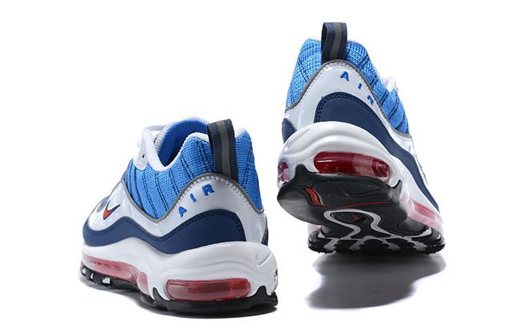 Nike Air Max 98 Blue/White, белый, голубой, кожа, текстиль, мужские, женские