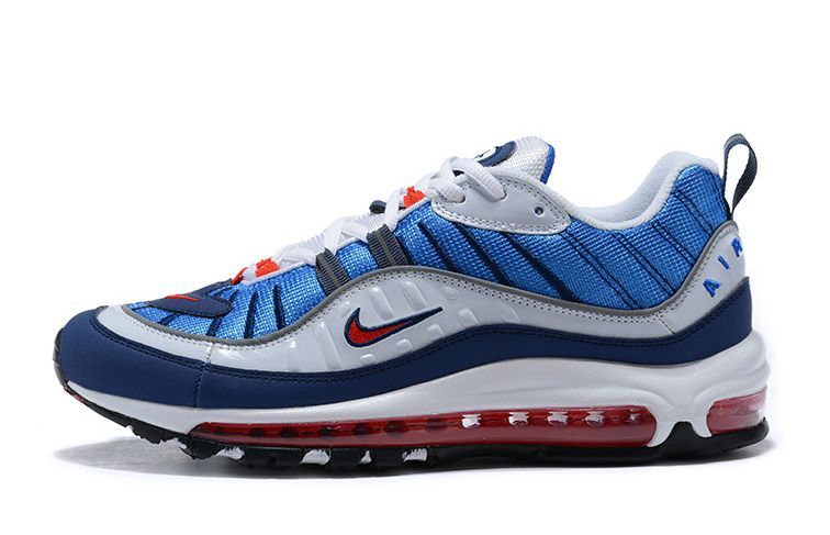 Nike Air Max 98 Blue/White, белый, голубой, кожа, текстиль, мужские, женские