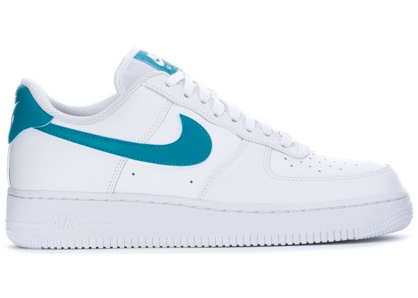 Nike Air Force 1 07 LV8 белый с бирюзовым, кожа-текстиль, женские