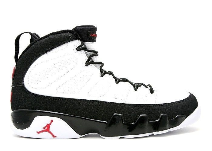 Nike Air Jordan 9, белые с черным, кожа, текстиль, мужские