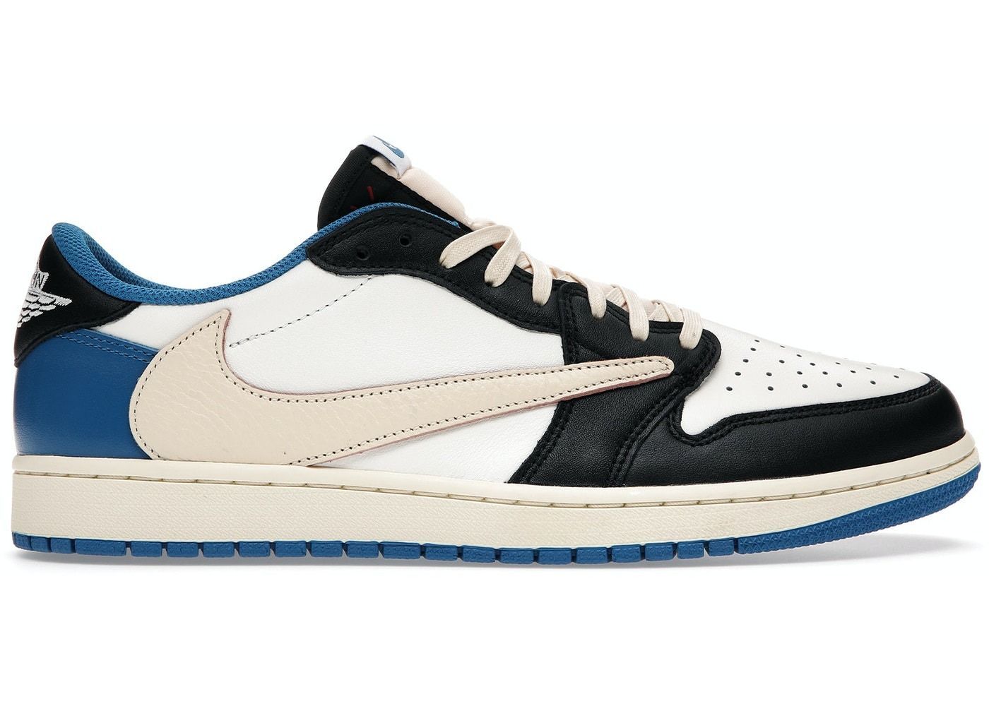Nike Air Jordan 1 Low Travis Scott x Fragment, синий с белым и черным, кожа, мужские