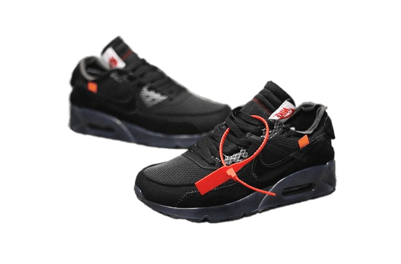 Nike Air Max 90  OFF-WHITE x, черные, нейлон, мужские