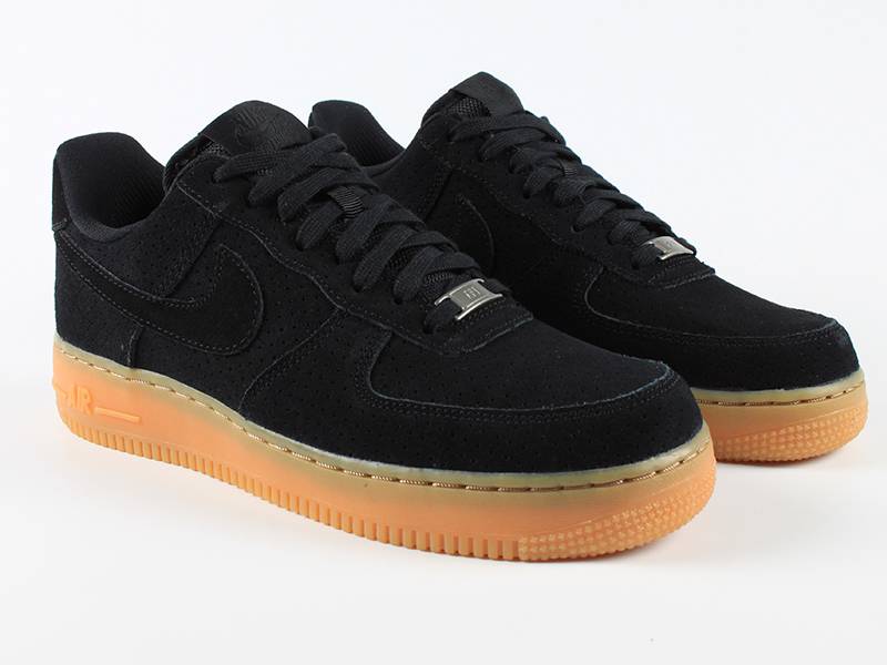 Nike Air Force 1, черный, замша, мужские