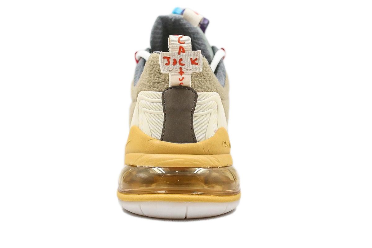 Nike Air Max 270 React "Travis Scott", бежевый с коричневыми, текстиль, женские